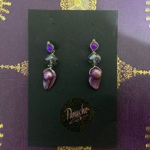 Fusha pearls and ski crystal, sterling earring.